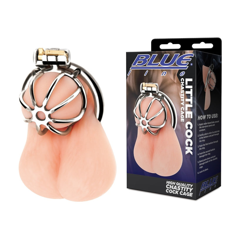 Load image into Gallery viewer, Blue Line Little Cock Chastity Cage Silver
