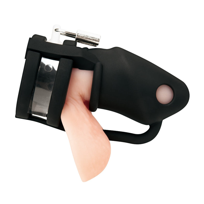 Load image into Gallery viewer, Blue Line Silicone Cock Cage With Ball Divider Black Small 2 Inch
