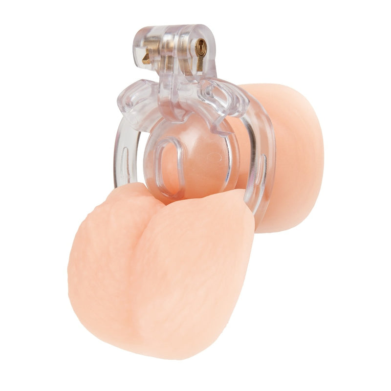 Load image into Gallery viewer, Blue Line Acrylic See Thru Mini Cock Micro Chastity Cage Clear
