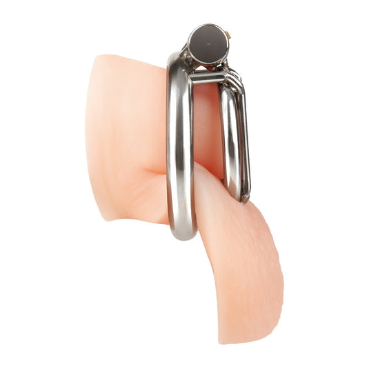 Blue Line Stainless Steel Inverted Micro Jail Time Chastity Cage Silver