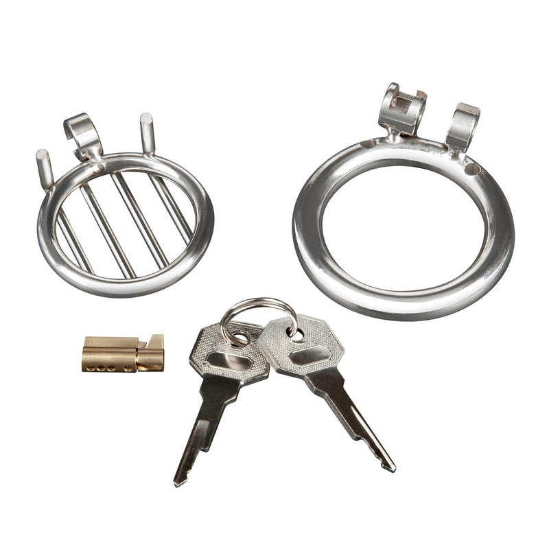 Load image into Gallery viewer, Blue Line Stainless Steel Inverted Micro Jail Time Chastity Cage Silver
