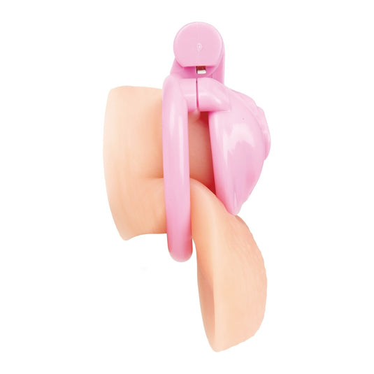 Blue Line Bitchboy Degrading Mini Chastity Cage With Pussy Shape Pink