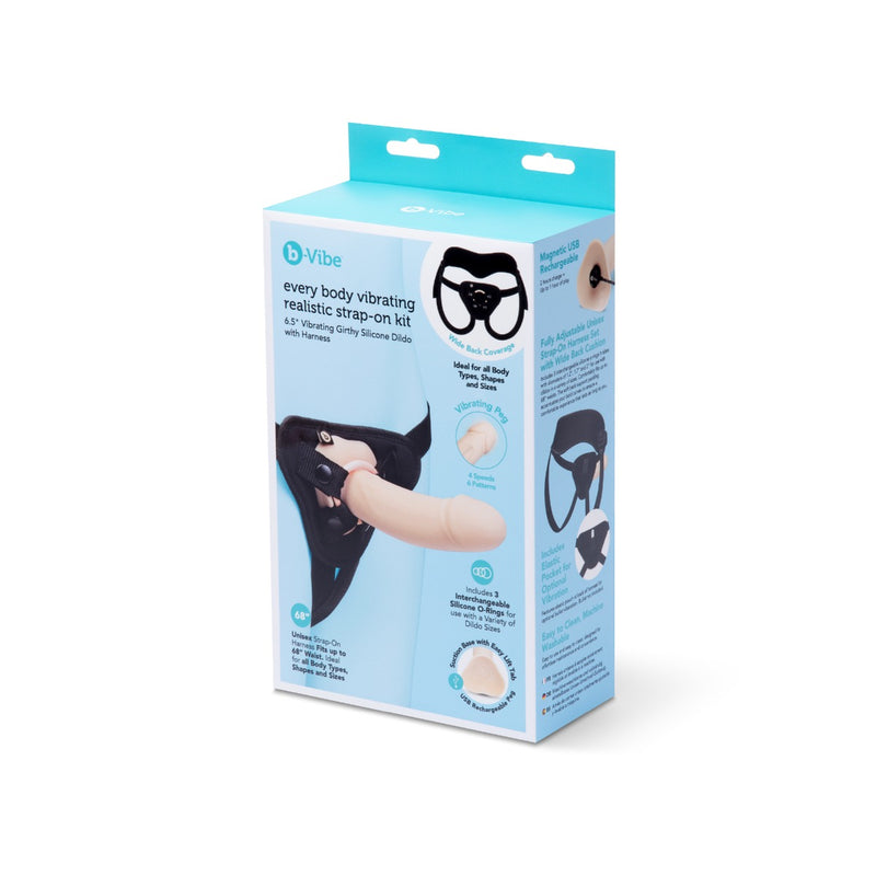 Load image into Gallery viewer, b-Vibe Every Body Vibrating Realistic Strap-On Kit Black Pink
