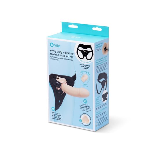 b-Vibe Every Body Vibrating Realistic Strap-On Kit Black Pink