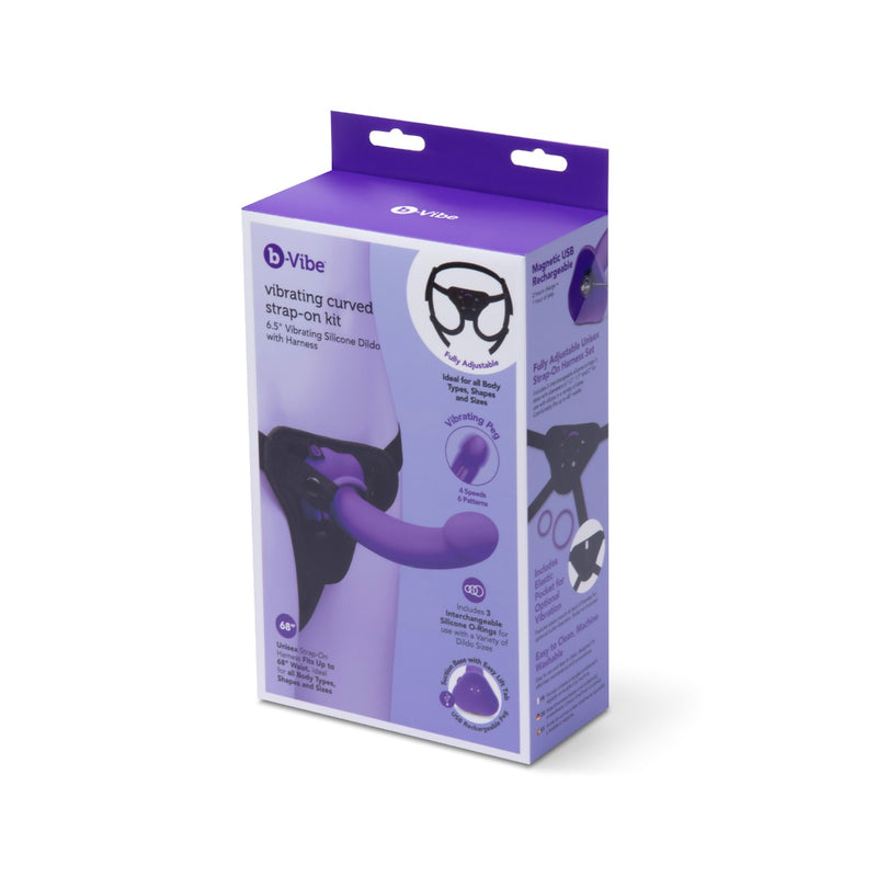Load image into Gallery viewer, b-Vibe Vibrating Curved Strap-On Kit Black Purple

