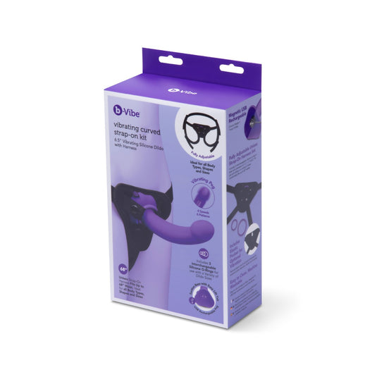 b-Vibe Vibrating Curved Strap-On Kit Black Purple