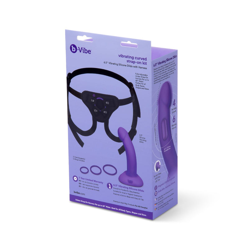 Load image into Gallery viewer, b-Vibe Vibrating Curved Strap-On Kit Black Purple
