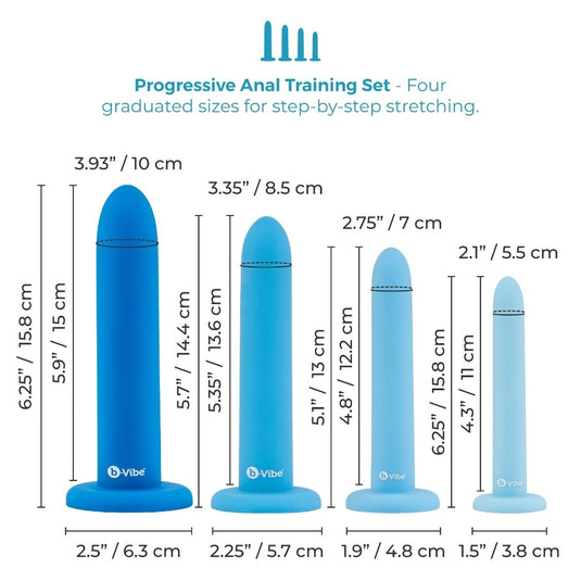 b-Vibe Anal Training 4 Piece Silicone Plug Set Blue