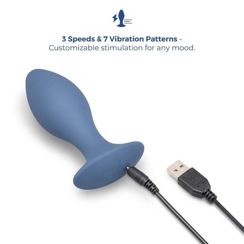 Load image into Gallery viewer, b-Vibe Vibrating Silicone Butt Plug Blue 4 Inch
