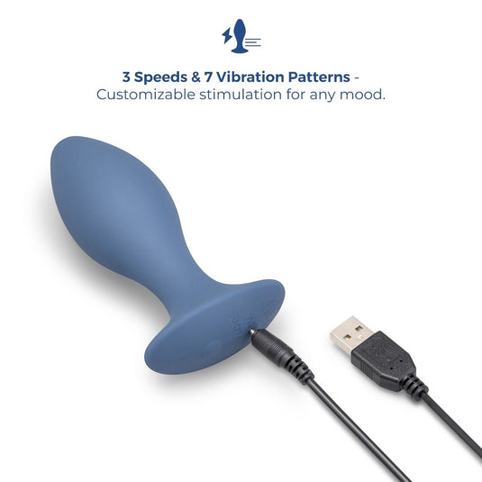 b-Vibe Vibrating Silicone Butt Plug Blue 4 Inch