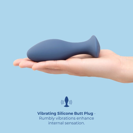 b-Vibe Vibrating Silicone Butt Plug Blue 4 Inch