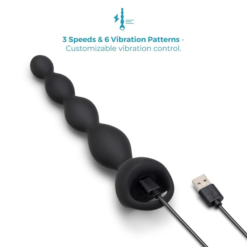Load image into Gallery viewer, b-Vibe Tapered Vibrating Silicone Anal Beads Black 6.5 Inch
