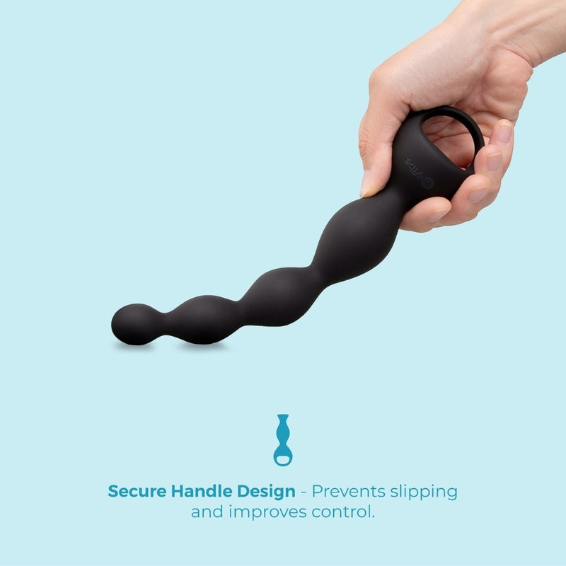 Load image into Gallery viewer, b-Vibe Tapered Vibrating Silicone Anal Beads Black 6.5 Inch
