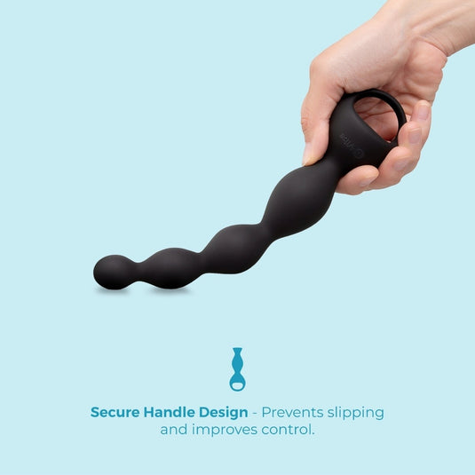 b-Vibe Tapered Vibrating Silicone Anal Beads Black 6.5 Inch