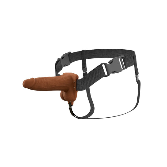 Fantasy X-Tensions Elite Vibrating Dual Density Silicone Hollow Strap On Brown 6 Inch