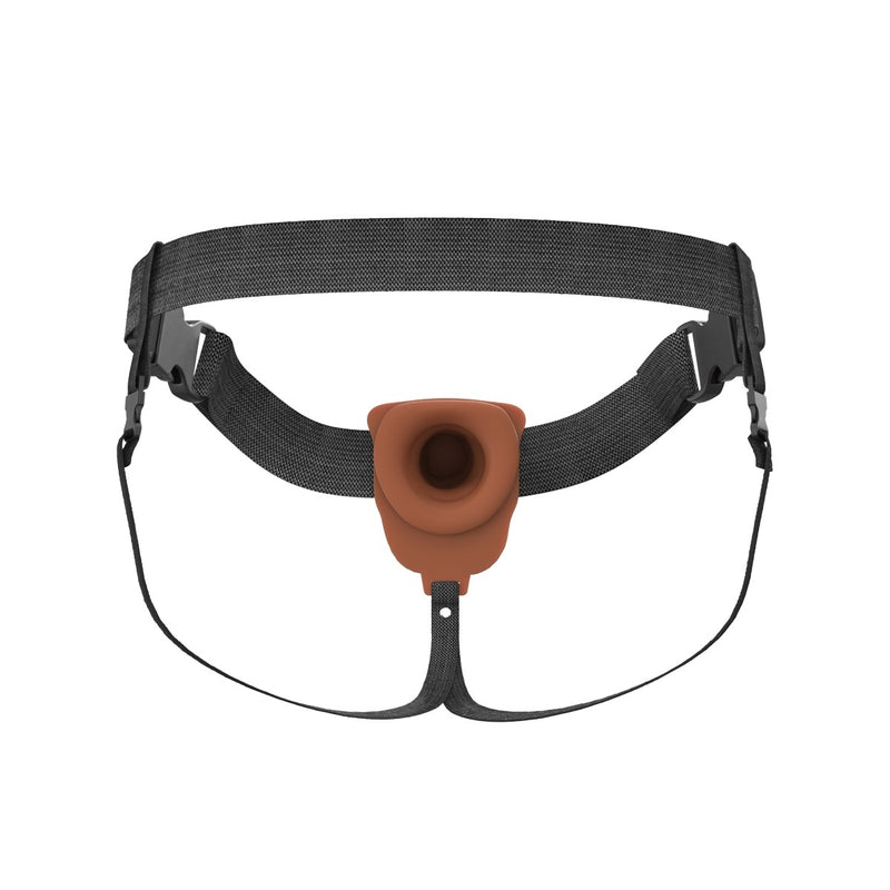 Load image into Gallery viewer, Fantasy X-Tensions Elite Vibrating Dual Density Silicone Hollow Strap On Brown 6 Inch
