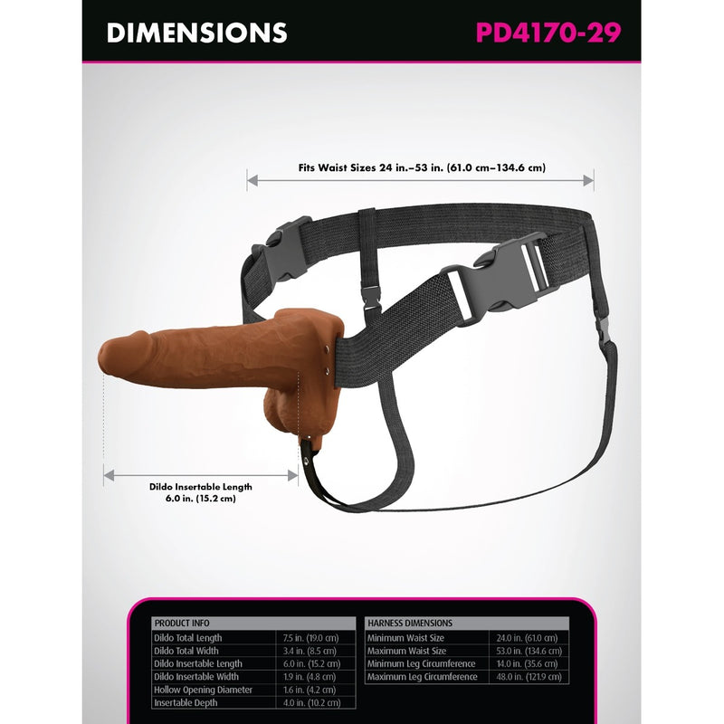 Load image into Gallery viewer, Fantasy X-Tensions Elite Vibrating Dual Density Silicone Hollow Strap On Brown 6 Inch

