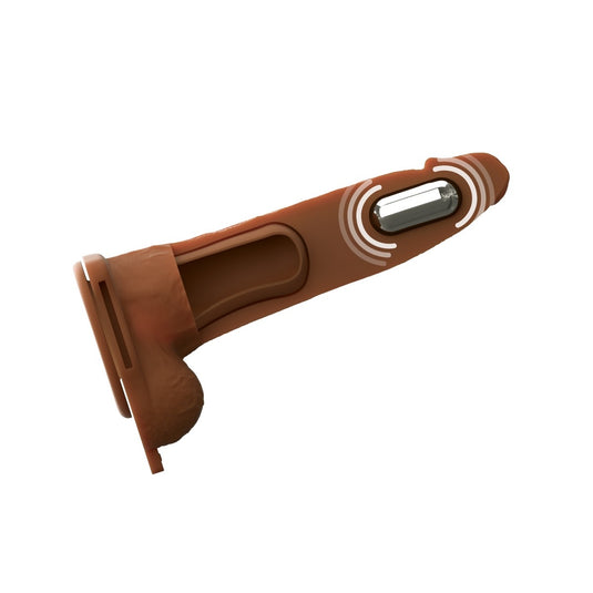 Fantasy X-Tensions Elite Vibrating Dual Density Silicone Hollow Strap On Brown 7 Inch