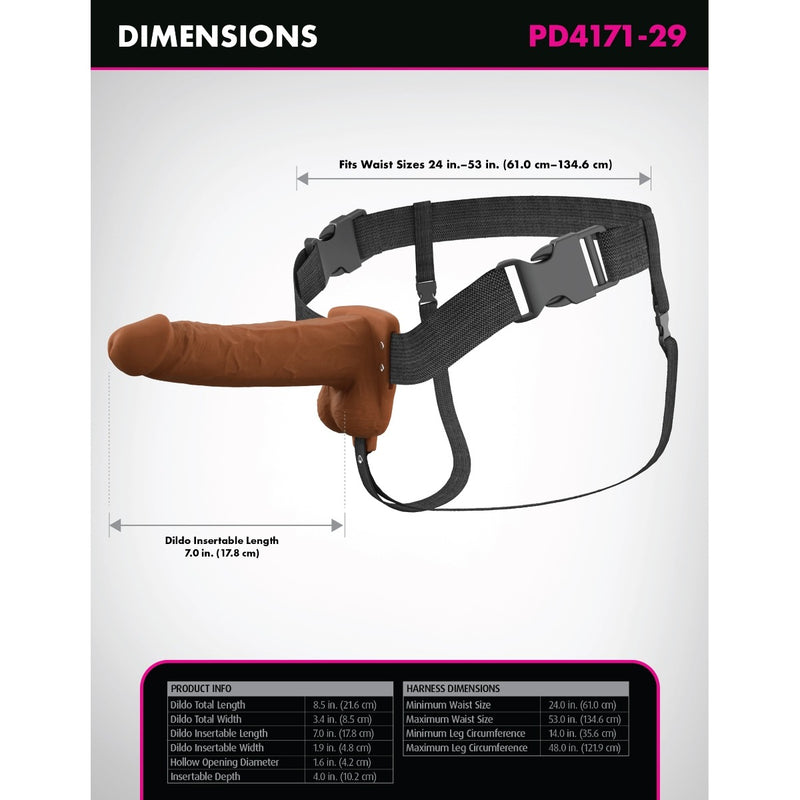 Load image into Gallery viewer, Fantasy X-Tensions Elite Vibrating Dual Density Silicone Hollow Strap On Brown 7 Inch

