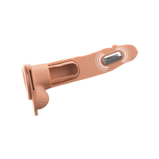 Fantasy X-Tensions Elite Vibrating Dual Density Silicone Hollow Strap On Light 8 Inch