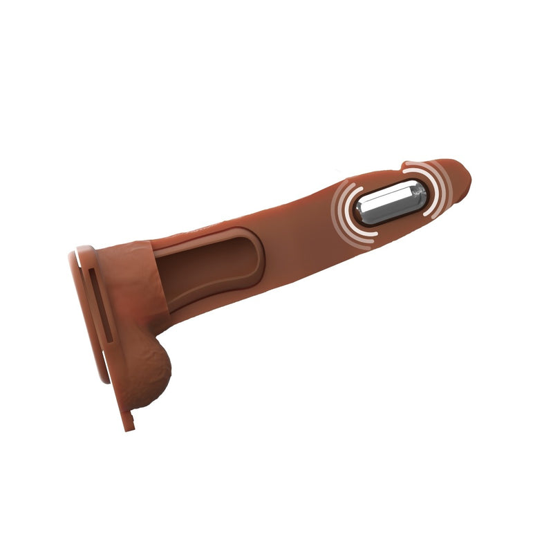 Load image into Gallery viewer, Fantasy X-Tensions Elite Vibrating Dual Density Silicone Hollow Strap-On Brown 8 Inch
