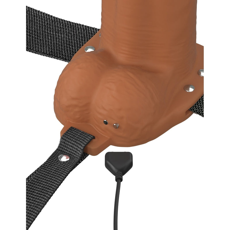 Load image into Gallery viewer, Fantasy X-Tensions Elite Vibrating Dual Density Silicone Hollow Strap-On Brown 8 Inch
