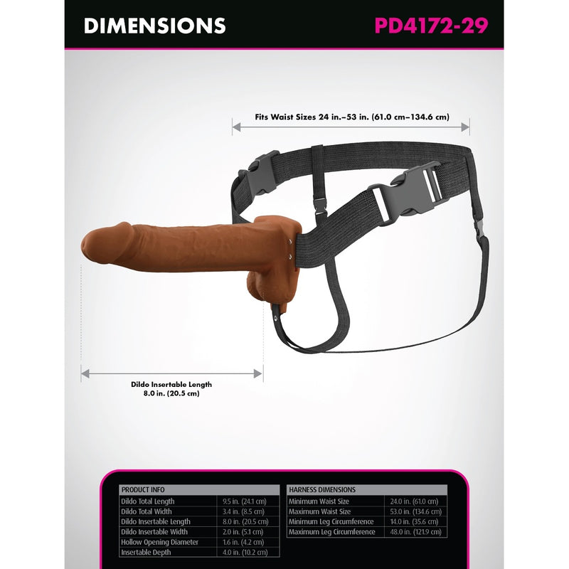 Load image into Gallery viewer, Fantasy X-Tensions Elite Vibrating Dual Density Silicone Hollow Strap-On Brown 8 Inch
