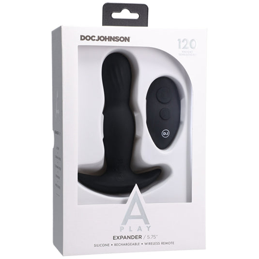 A-Play Expander Remote Control Silicone Butt Plug Black 5.75 Inch