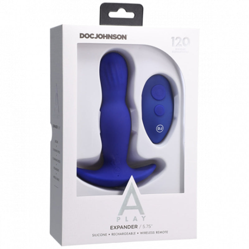 Load image into Gallery viewer, A-Play Expander Remote Control Silicone Butt Plug Blue 5.75 Inch
