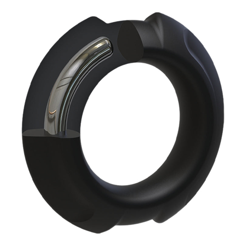 Load image into Gallery viewer, OptiMALE FlexiSteel Silicone Metal Core Cock Ring Black 35mm
