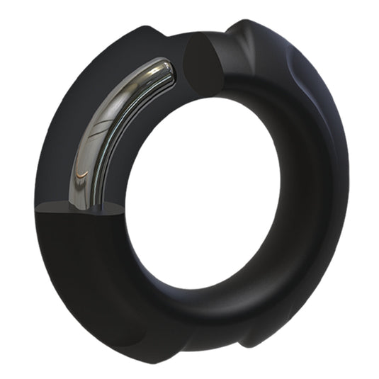 OptiMALE FlexiSteel Silicone Metal Core Cock Ring Black 35mm