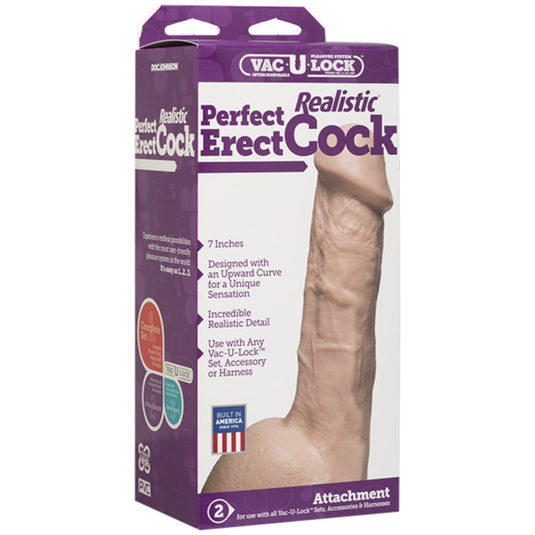 Vac-U-Lock Realistic Perfect Erect Dildo Pink 7 Inch