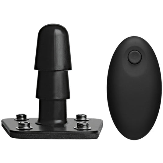 Vac-U-Lock Supreme Harness With Vibrating Plug & Wireless Remote Black