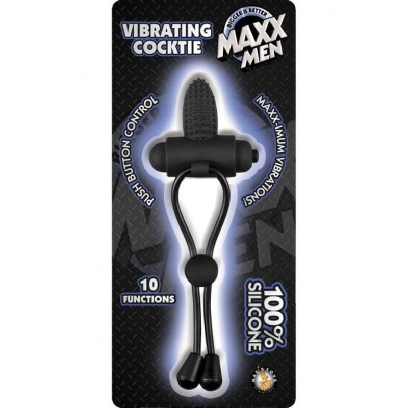 Load image into Gallery viewer, Maxx Men Vibrating Cocktie Silicone Cock Ring Black
