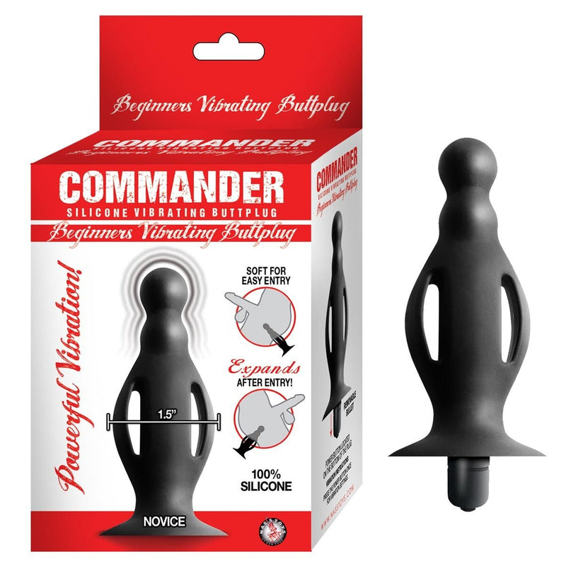 Load image into Gallery viewer, Commander Beginners Vibrating Butt Plug Silicone Black  - Prowler UK - Gay Sex Toys
