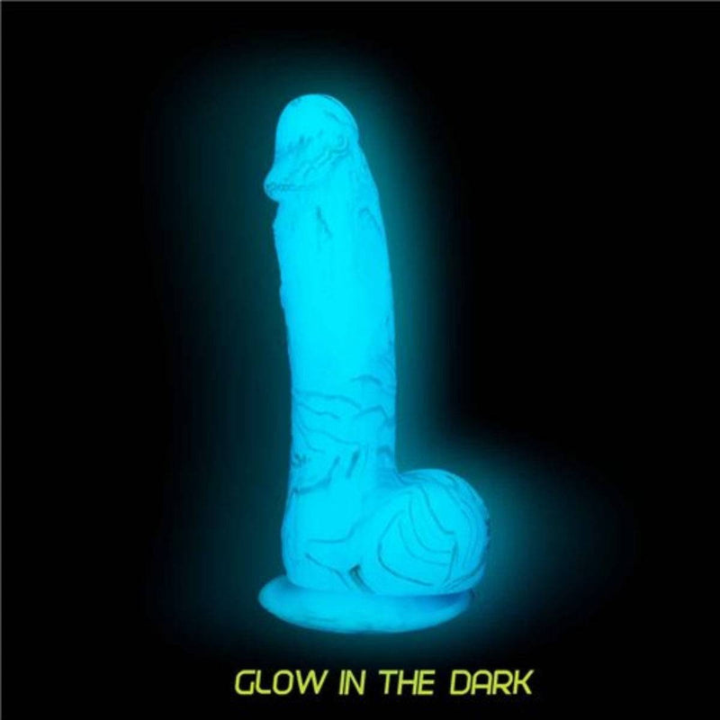 Load image into Gallery viewer, Addiction Luke Glow In The Dark Silicone Dildo Blue Swirl 7.5 Inch - Simply Pleasure
