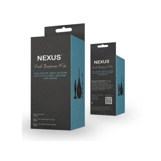 Nexus Anal Beginner Douche Butt Plug & Anal Beads Kit Black