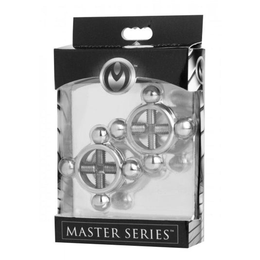 Master Series Rings Of Fire Stainless Steel Nipple Press Set Silver