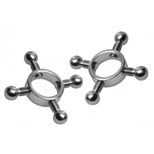 Master Series Rings Of Fire Stainless Steel Nipple Press Set Silver