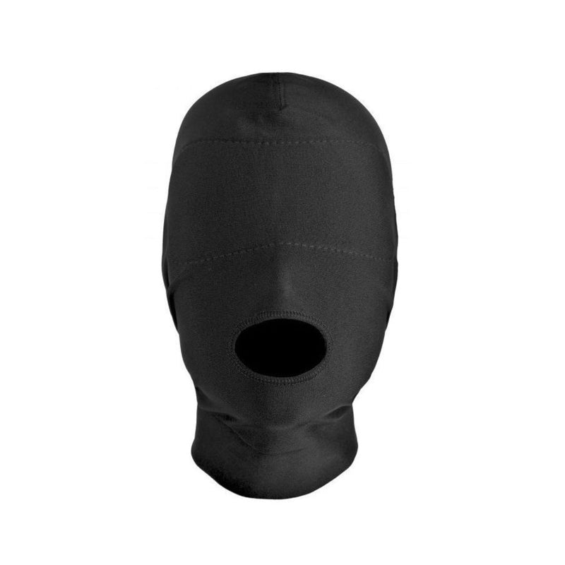 Load image into Gallery viewer, Master Series Disguise Open Mouth Hood With Padded Blindfold Black
