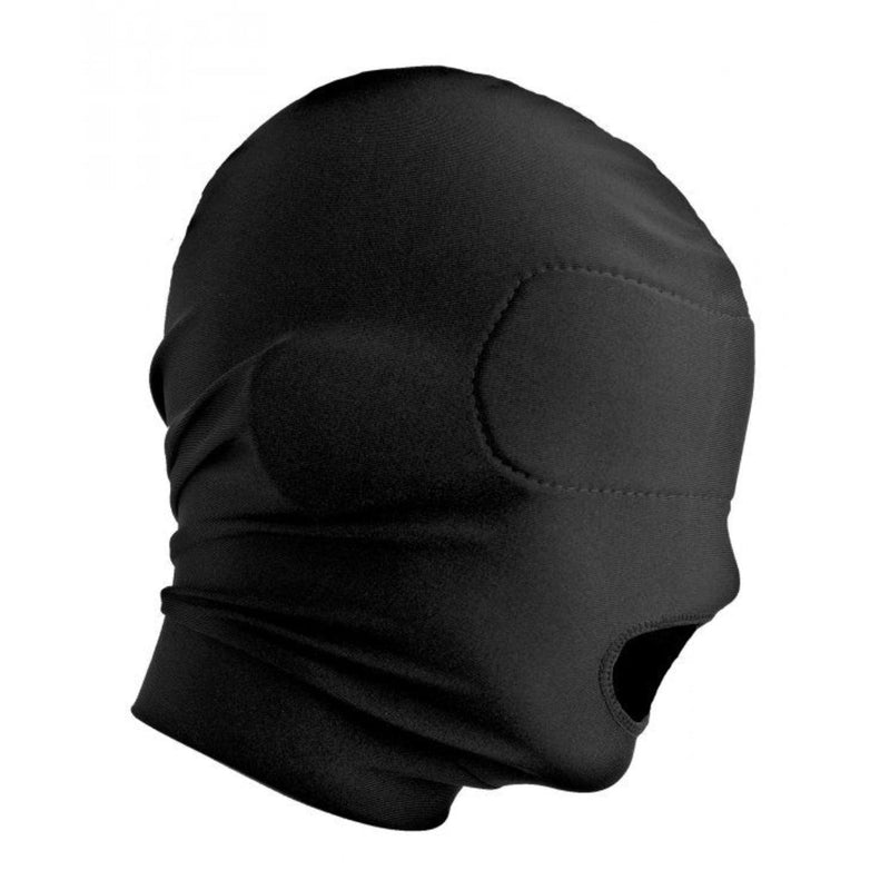 Load image into Gallery viewer, Master Series Disguise Open Mouth Hood With Padded Blindfold Black
