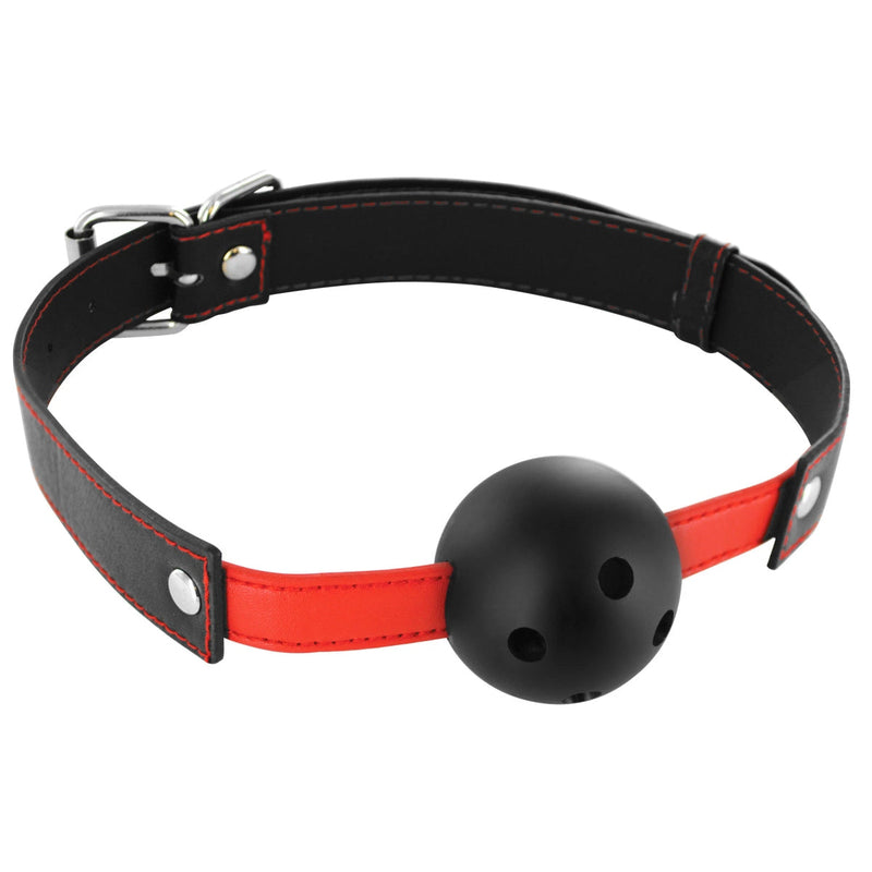 Load image into Gallery viewer, Frisky Subdue Me Breathable Ball Gag Black Red

