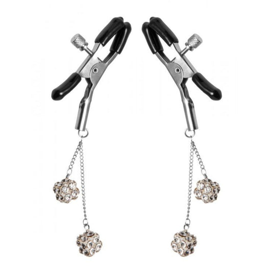 Master Series Ornament Adjustable Nipple Clamps With Jewel Accents Silver
