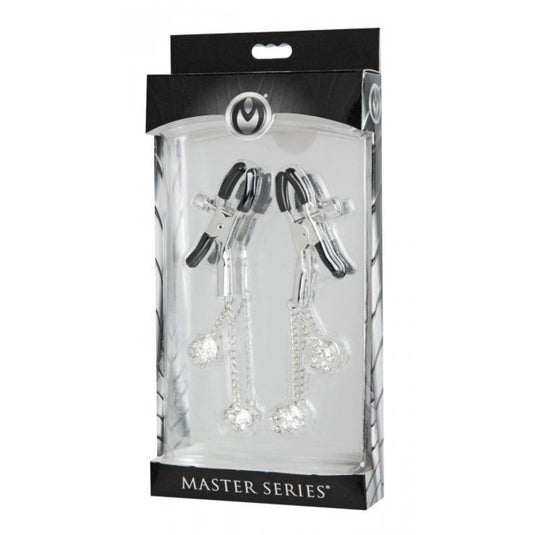 Master Series Ornament Adjustable Nipple Clamps With Jewel Accents Silver