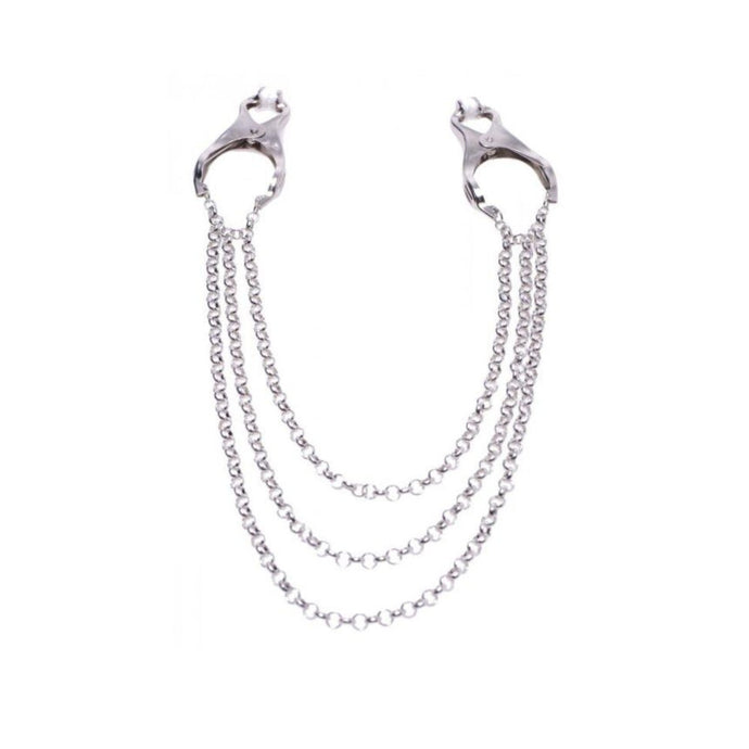 Master Series Affix Triple Chain Nipple Clamps Silver