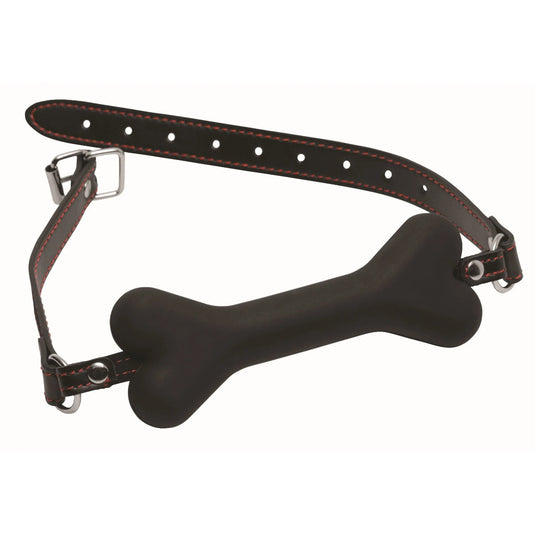 Master Series Hound Adjustable Dog Bone Gag Black