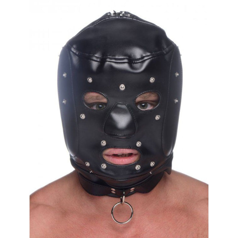 Load image into Gallery viewer, Master Series Muzzled Universal BDSM Hood With Removable Muzzle Black
