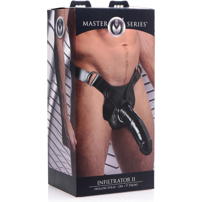 Load image into Gallery viewer, Master Series Infiltrator II Hollow Strap-On &amp; 9 Inch Dildo Black
