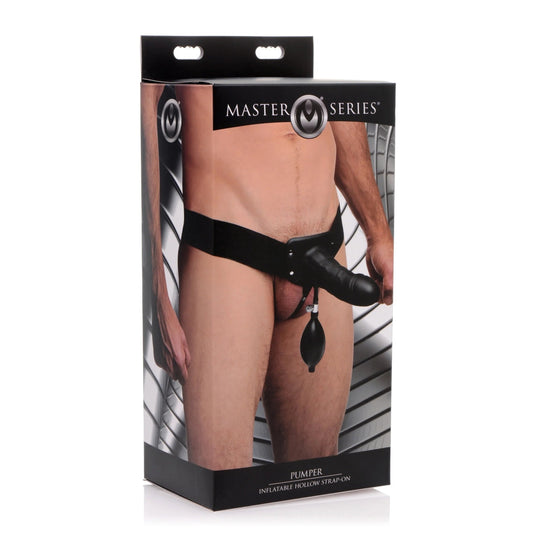 Master Series Pumper Inflatable Hollow Strap-On Black