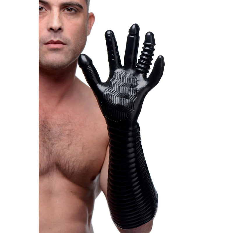 Load image into Gallery viewer, Master Series Pleasure Fister Textured Fisting Glove Black
